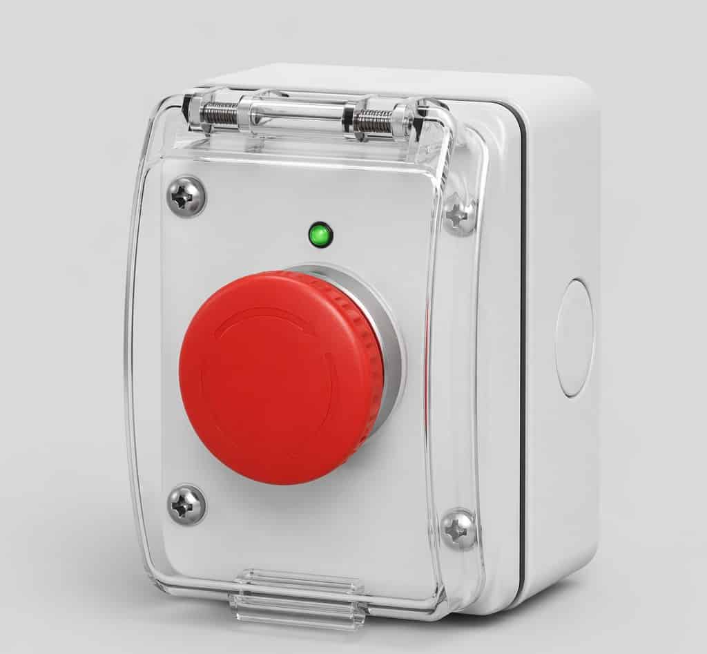 Fixed panic button switch with clear protective cover